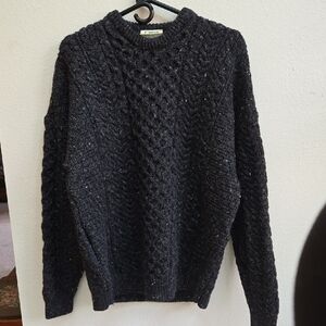 Classic Black Cable Knit Crewneck Sweater